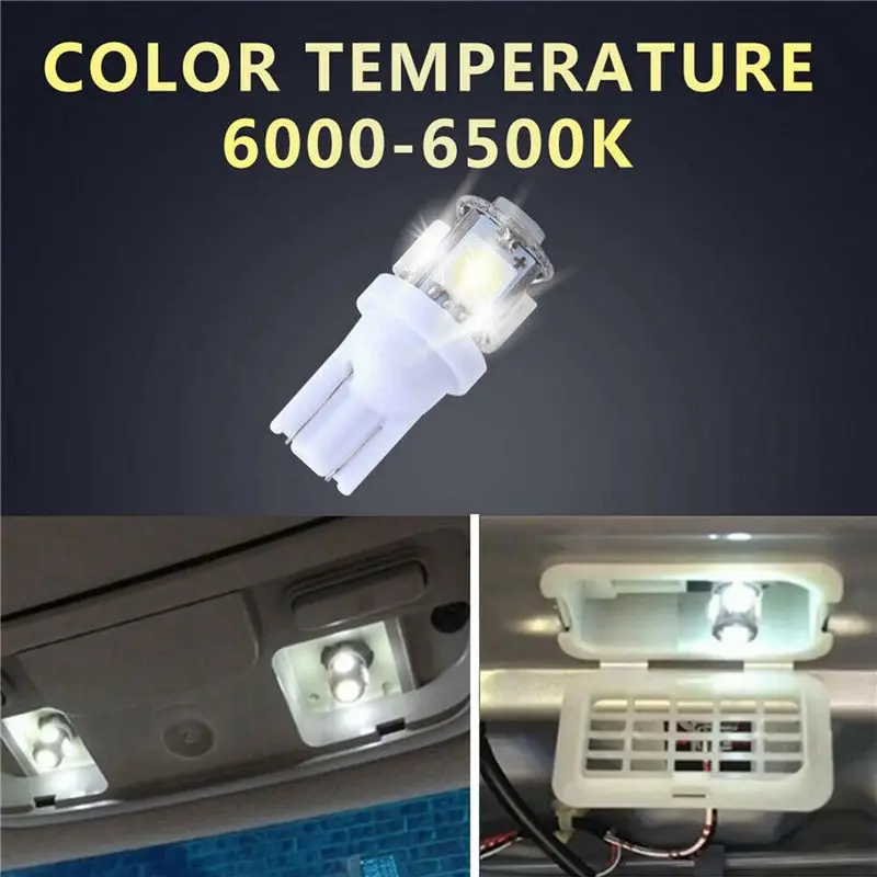 AU28-40Pcs Super White T10 Wedge 5-SMD 5050 LED Light Bulbs W5W 2825 158 192 168 194