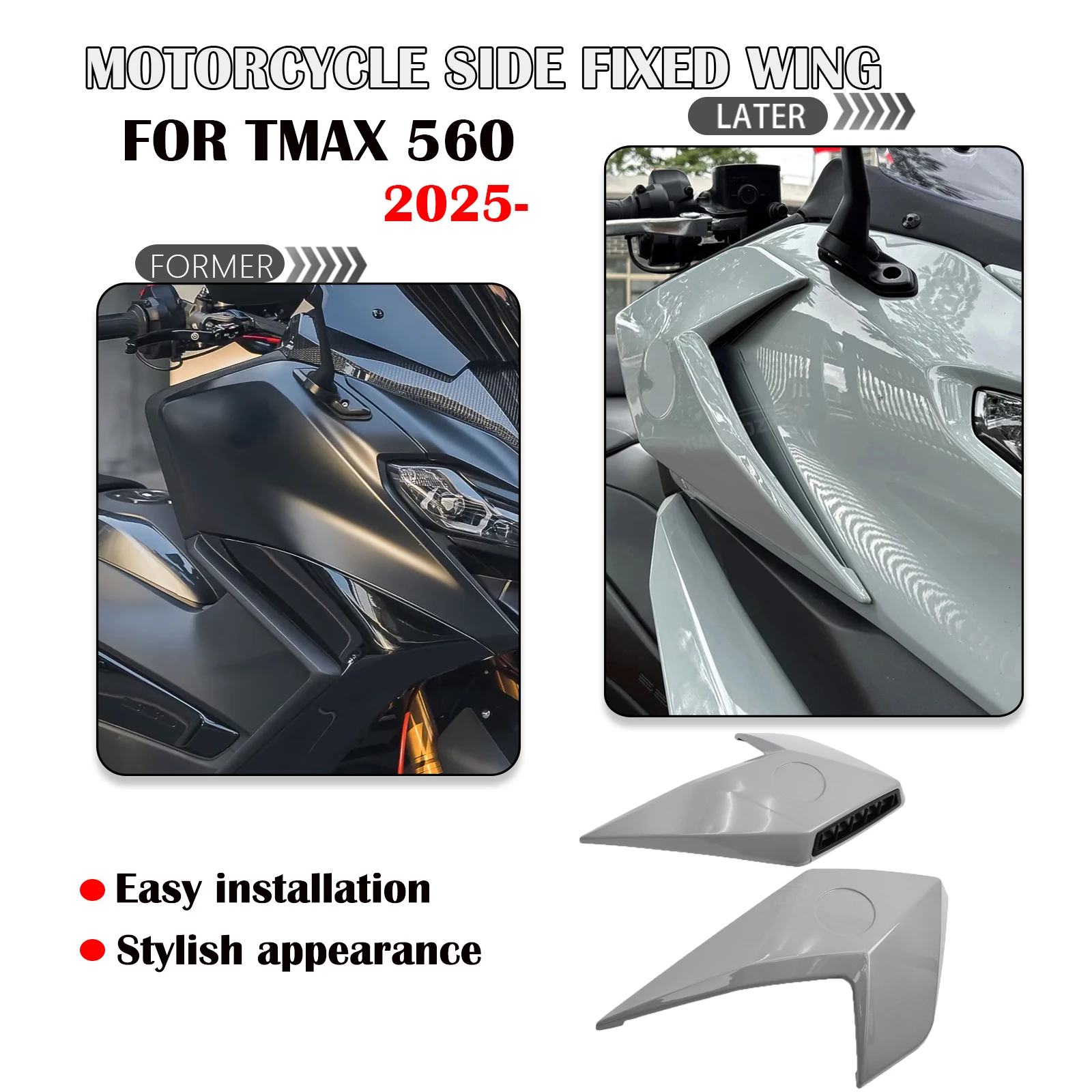 

For Yamaha TMAX 560 TMAX560 2025 Motorcycle Air Deflectors Side Wind Deflector Side Fixed Wing Leg Fairing Shield Accessories