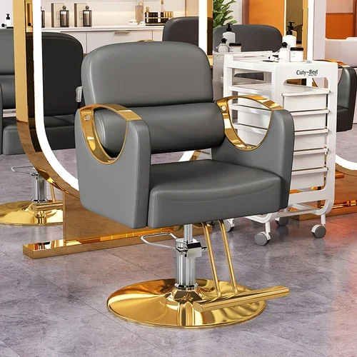 Saloon Salon Beauty Barber Chair Luxury Gold Cheap Designed Chair Classic Leg Rest Advanced Modern Cadeira De Barbeiro Furniture