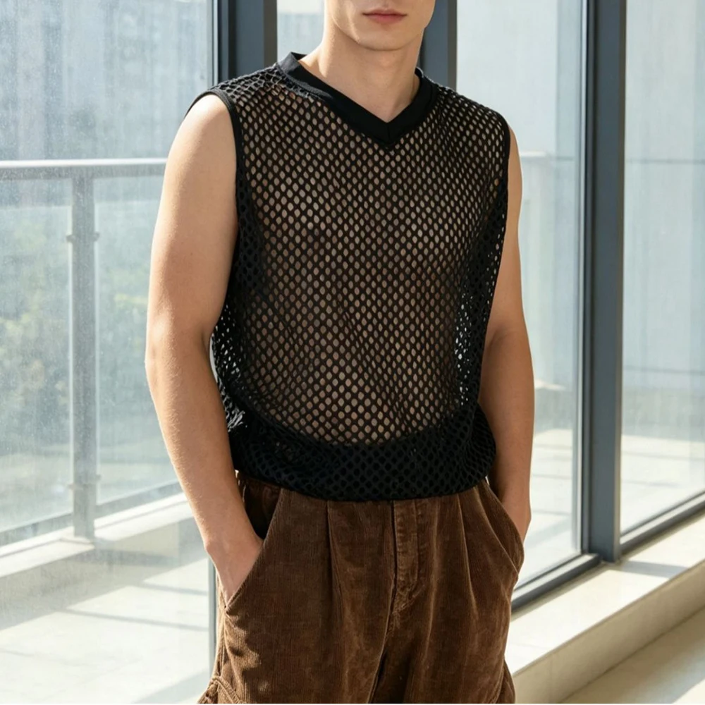 Mens Mesh Breath Quick Dry Vest Summer Streetwear Fashion Sports Gym Fitness Jogging Sleeveless Tank Top Men'S Clothing 2026