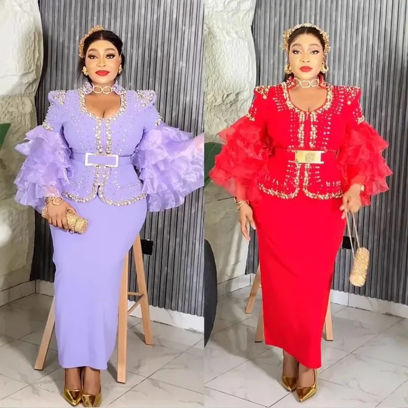 

Plus Size Evening Dresses for Women African Luxury Gown Elegant Wedding Party Long Dress Ankara Ladies Clothing Outfits 2025