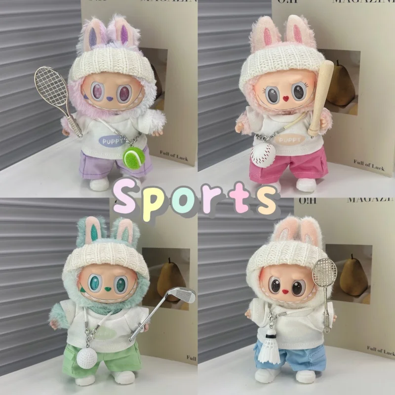 

Hot Sale Fashion Sports Suit For Labubu Doll Cute Korea Style Clothes Tennis Pendant T-Shirt For Labubu Clothes No Doll