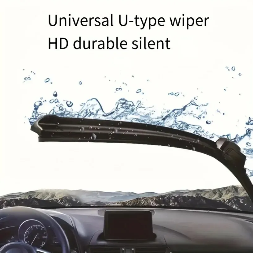 1pcs Universal J-Hook U-type Wiper Blade General U-Hook Boneless Wiper Quiet Durable Automotive Windshield Wiper Blade