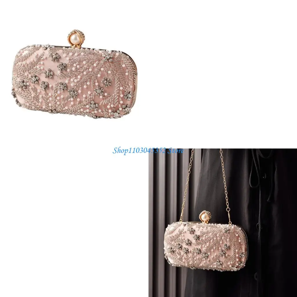 

Prom Event Handbag Delicate Beadwork Shoulder Bag Crossbody Purs with Chain