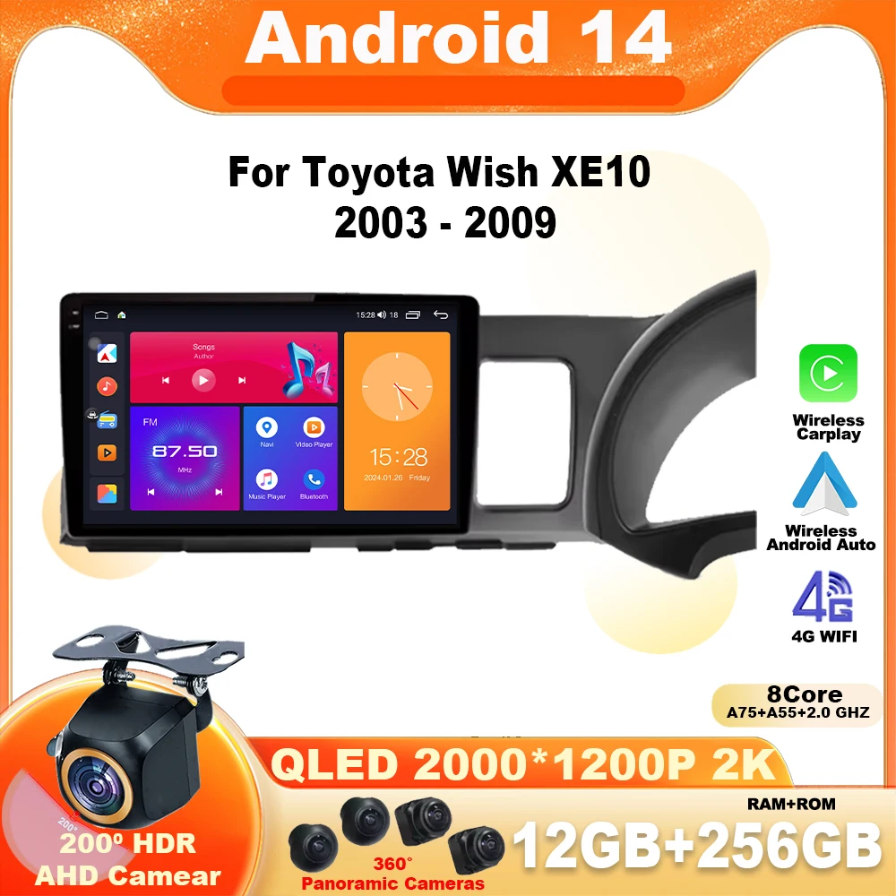

Android 14 For Toyota Wish XE10 2003 - 2009 Navigation Multimedia Monitor Screen GPS Carplay Car Radio Bluetooth DSP Head Unit