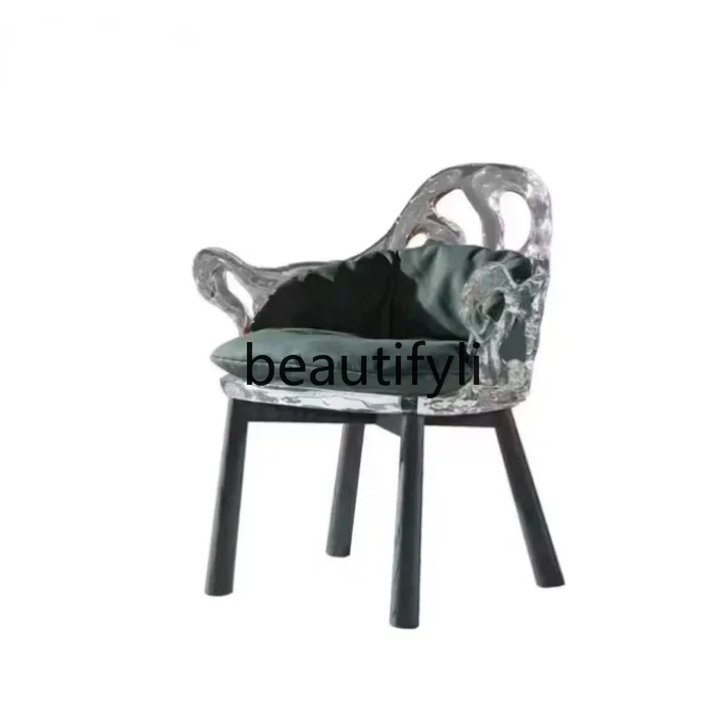 Transparent Lounge Chair High-grade Armrest Resin Glacier Chair