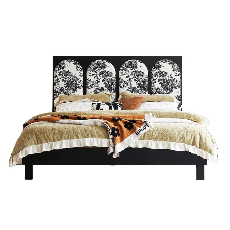 

Customizable French antique solid wood bed bedroom double bed retro wind raspberry full solid wood bed bedroom furniture