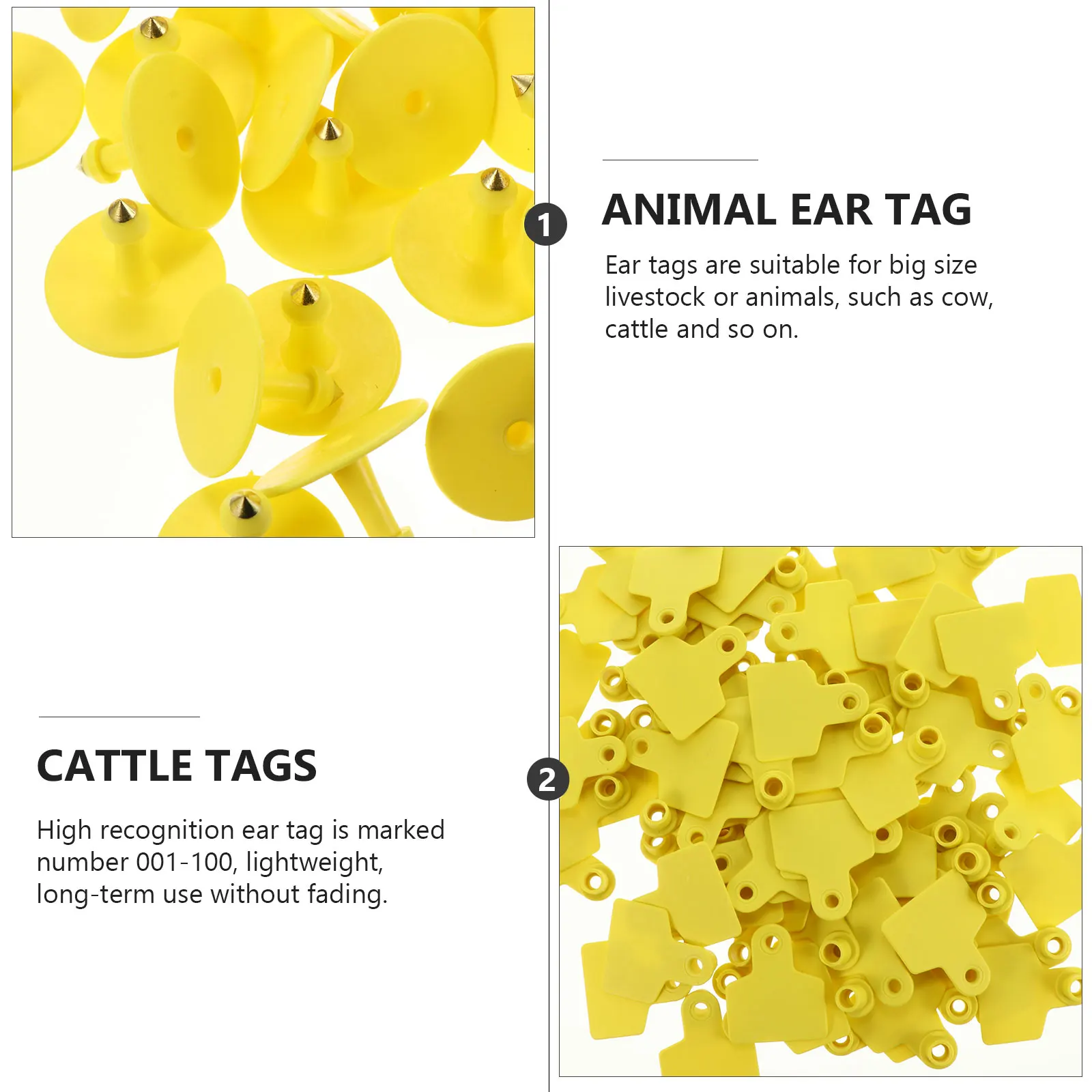

100pcs Yellow Pig Ear Tags TPU Material Safety Economical Farm Animal Cattle Goat Identification Livestock Management