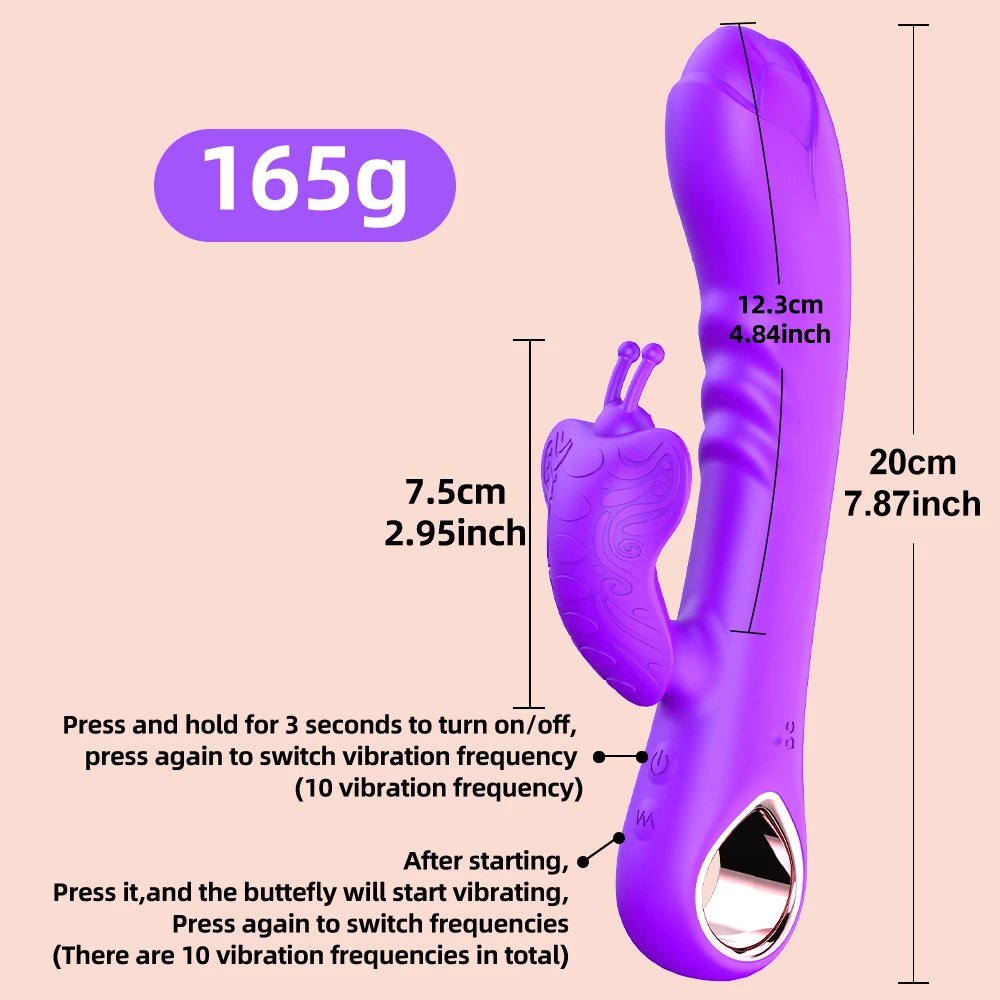 Giocattoli del sesso della bacchetta della rosa 2 In 1 vibratori del Dildo della farfalla per le donne stimolatore della Vagina del punto G massaggiatore del capezzolo del clitoride forniture per adulti