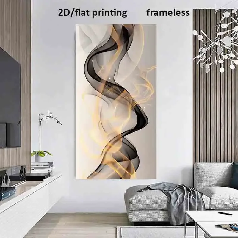 (1PC Unframe)1pc Extra Large Modern Abstract Flame Dance Canvas Poster - Golden, Brown, Orange, Red, Yellow, Green, Purple, Pin