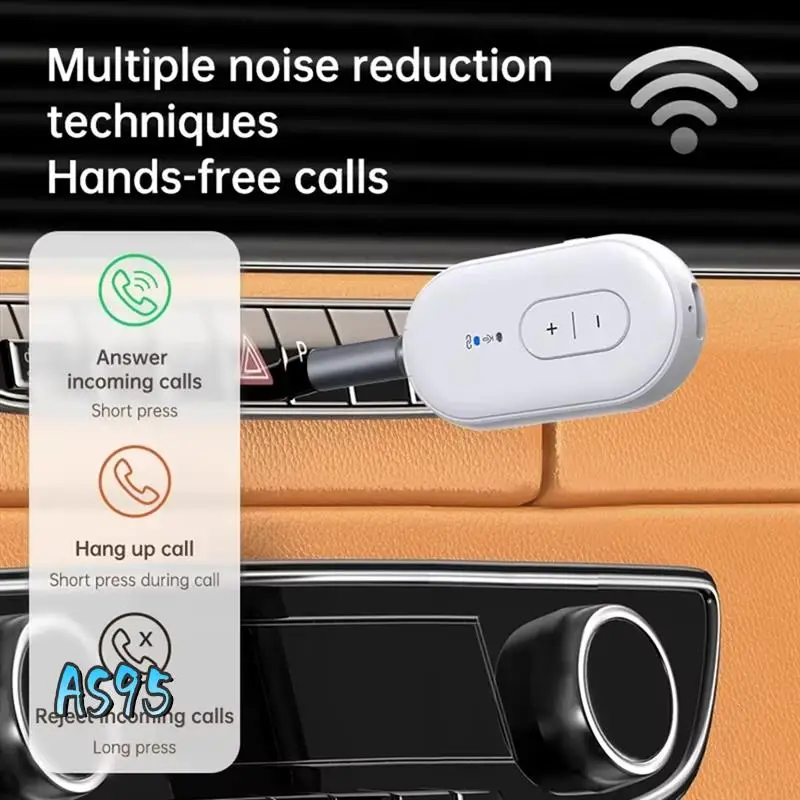 AS95-2 في 1 بلوتوث 5.4 جهاز إرسال واستقبال الصوت محول لاسلكي مع ميكروفون 3.5 مللي متر AUX موسيقى ستيريو لمجموعة السيارة التلفزيون الكمبيوتر