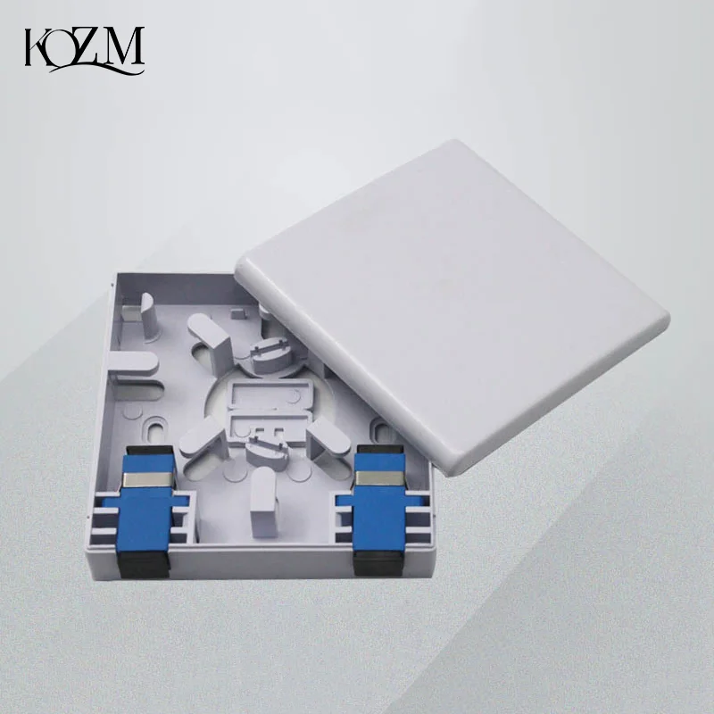 2 Port Terminal Box 86-type ABS Optical Terminal Junction Box White Plastic Fiber Optic Splice Box With Adapters