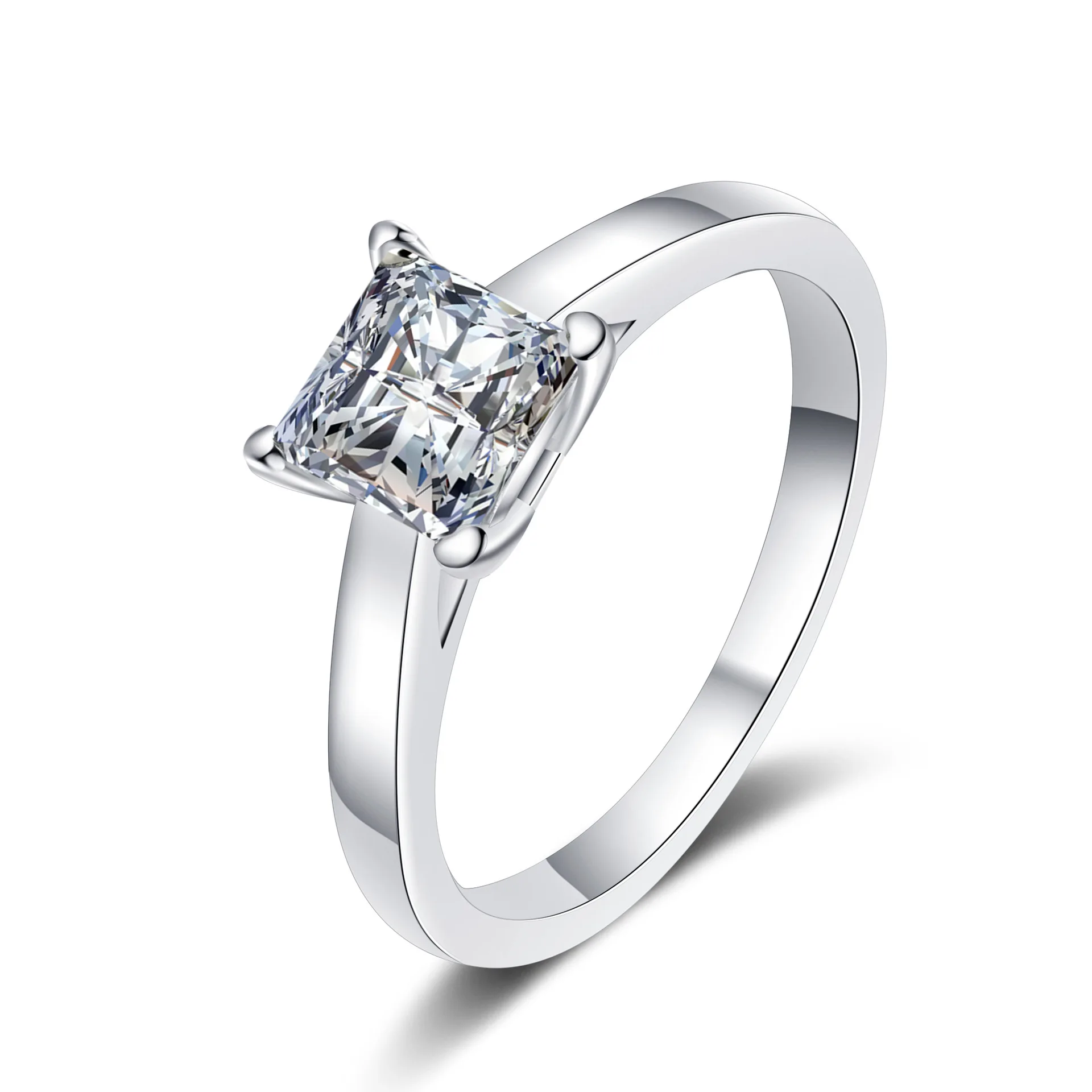 Princess Cut Light Luxury Fashion Ring 2ct Women Moissanite PT950 Platinum Romantic & Exquisite, Ideal for Gift & Self-wear