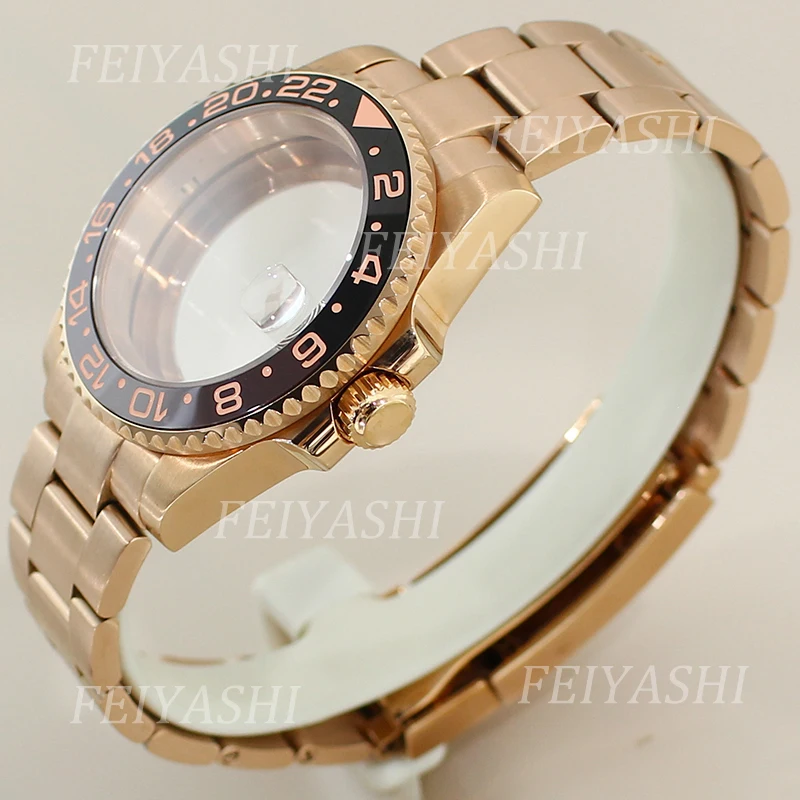 Rose Gold 40mm Ms. Watch Case Dual Color Bezel For Seiko NH35 NH34 NH36 NH38 Miyota 8215 ETA 2824 Movement 28.5mm Dial Hot Sale