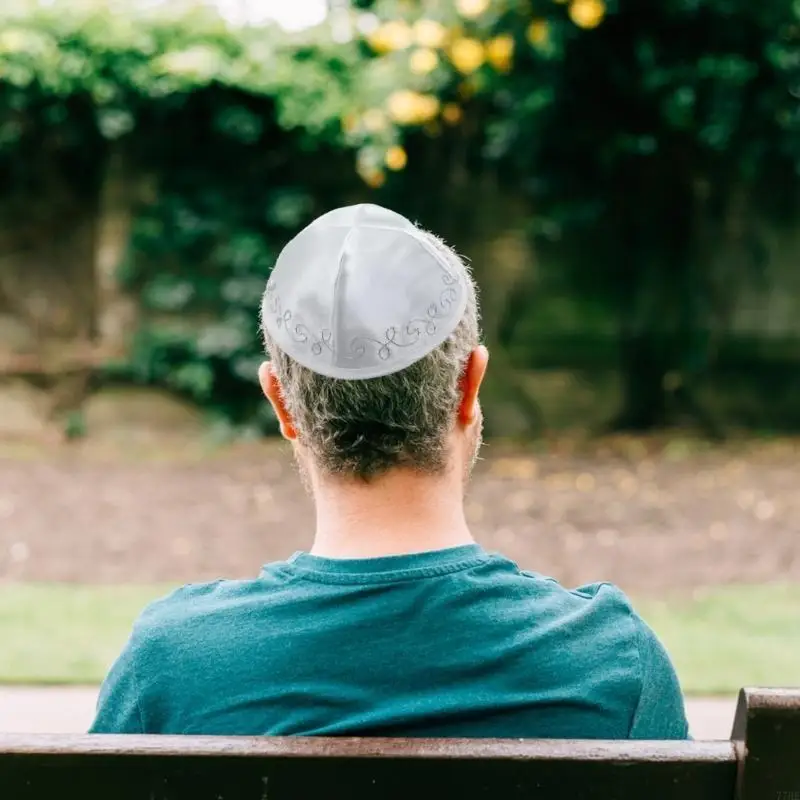 77HE قبعة كيباه مطرزة لإسرائيل قبعات يهودية للبالغين من الرجال قبعة يارمولك للارتداء اليومي #5