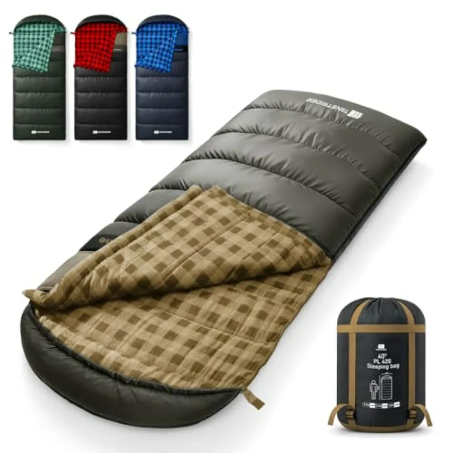 

Cotton Flannel XXL Cold Weather Sleeping Bags for Adults Big and Tall, 90x39 Inch 4 Season Camping Sleeping Bag, Waterproof Mac
