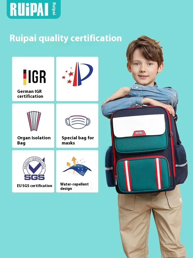 Sac à dos pour enfants et élèves du primaire, protection dorsale SR pour garçons, grande capacité de réduction de charge