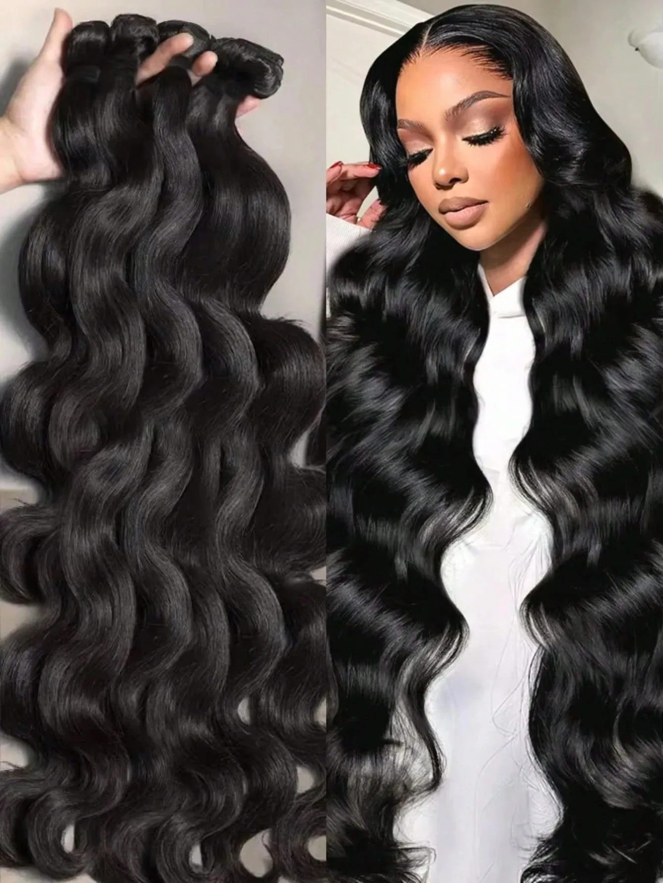 

Натуральные бразильские волосы Body Wave, 15A, 3/4 пучка, 26, 28, 30, 32 дюйма, 100% необработанные, натуральные, для наращивания