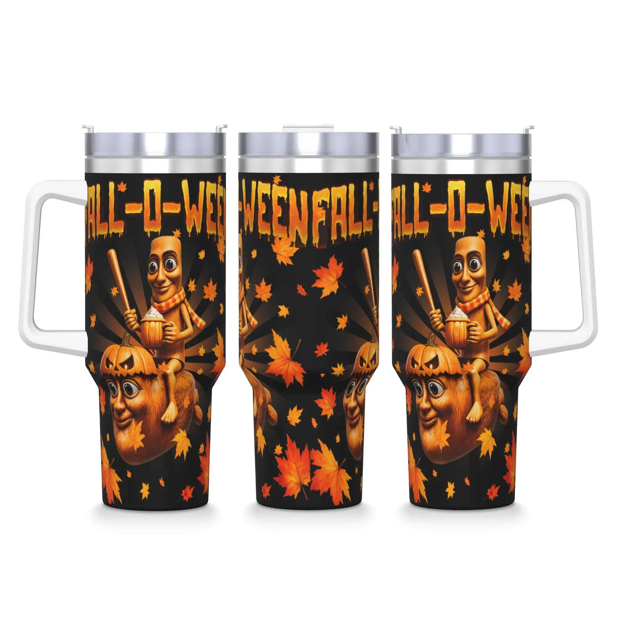 Stainless Steel Tumbler Funny Tung Tung Sahur Fall O Ween Halloween Brainrot Meme Thermal Mug  Insulated Cold and Hot Mugs Cup