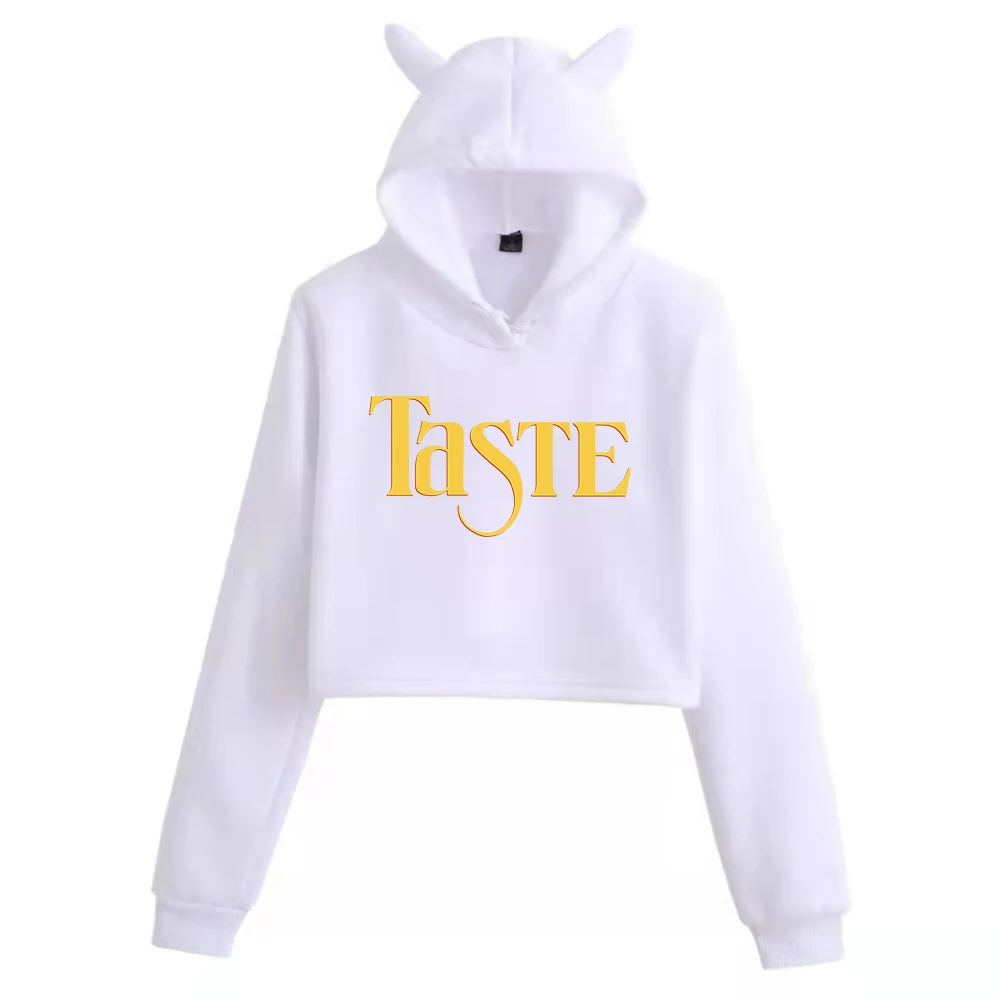 Sabrina Carpenter Taste New Album Cat Ears Long Sleeve Crop Tops Girls Fashion Hoodie