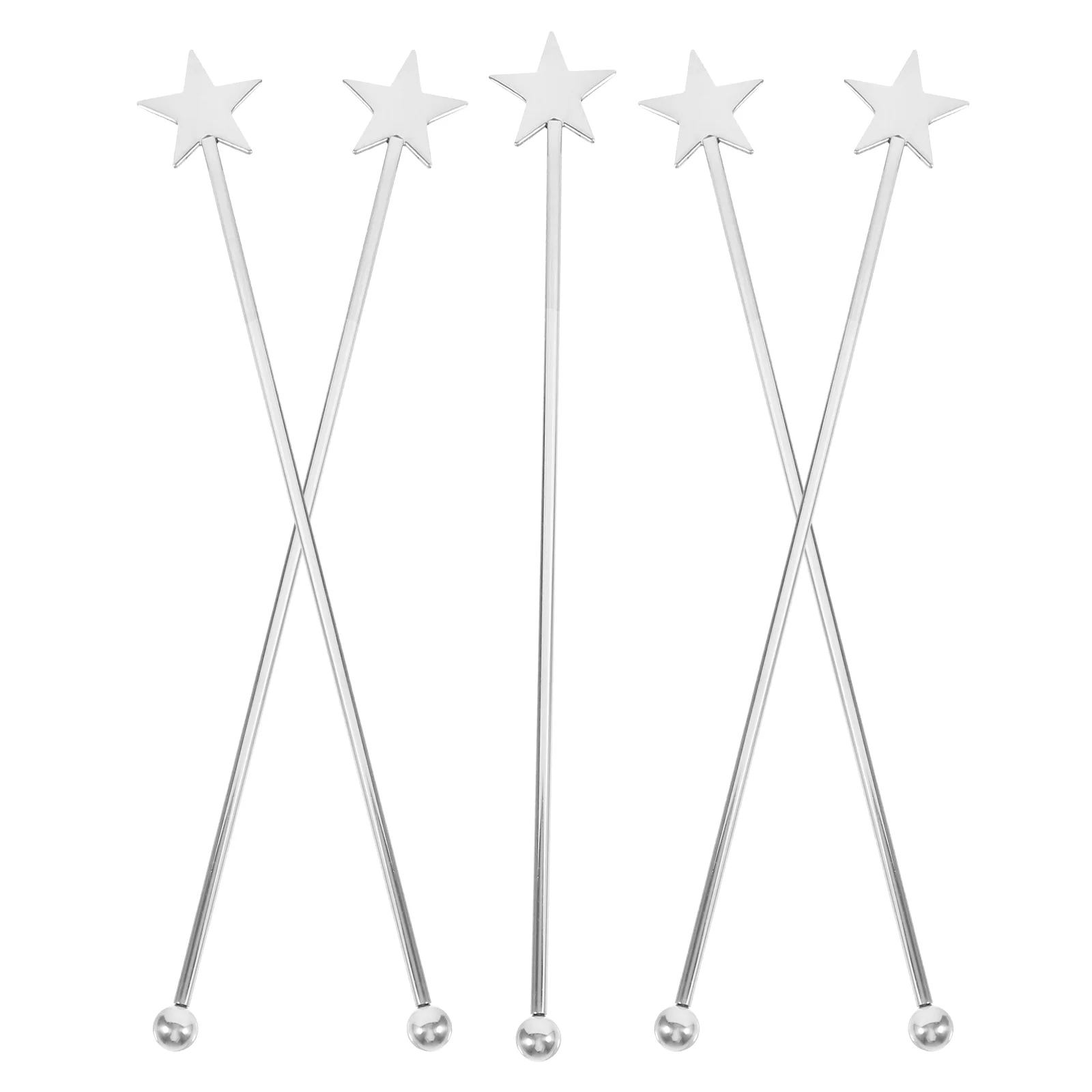 

5 Pcs Barware Decoration Stick Drink Mixes Stainless Steel Swizzle Sticks Stir Cocktail Set Coffee 304 Stirrer Party