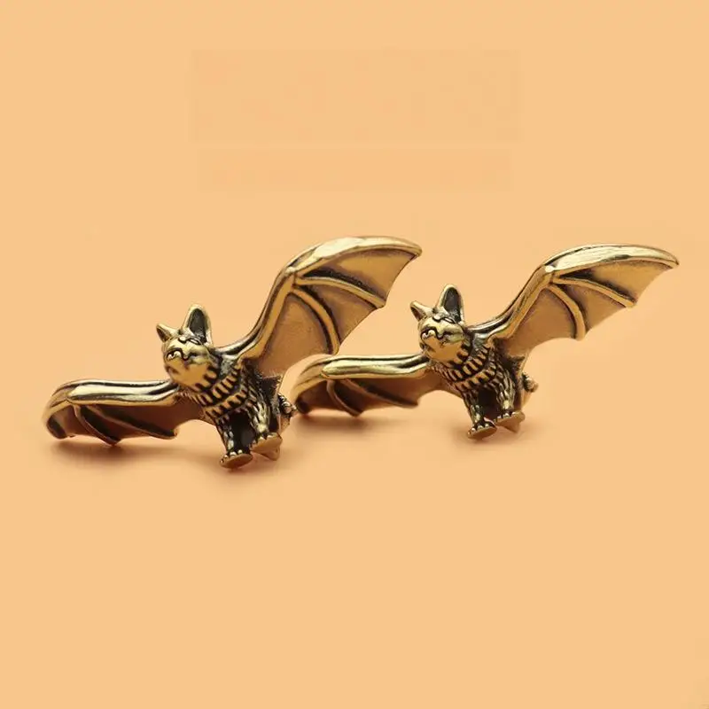 .Hot Sale-Vintage Brass Bat Figurine Mini Metal Animal Statue Antique Craft Ornament Desktop Decor Creative Gifts