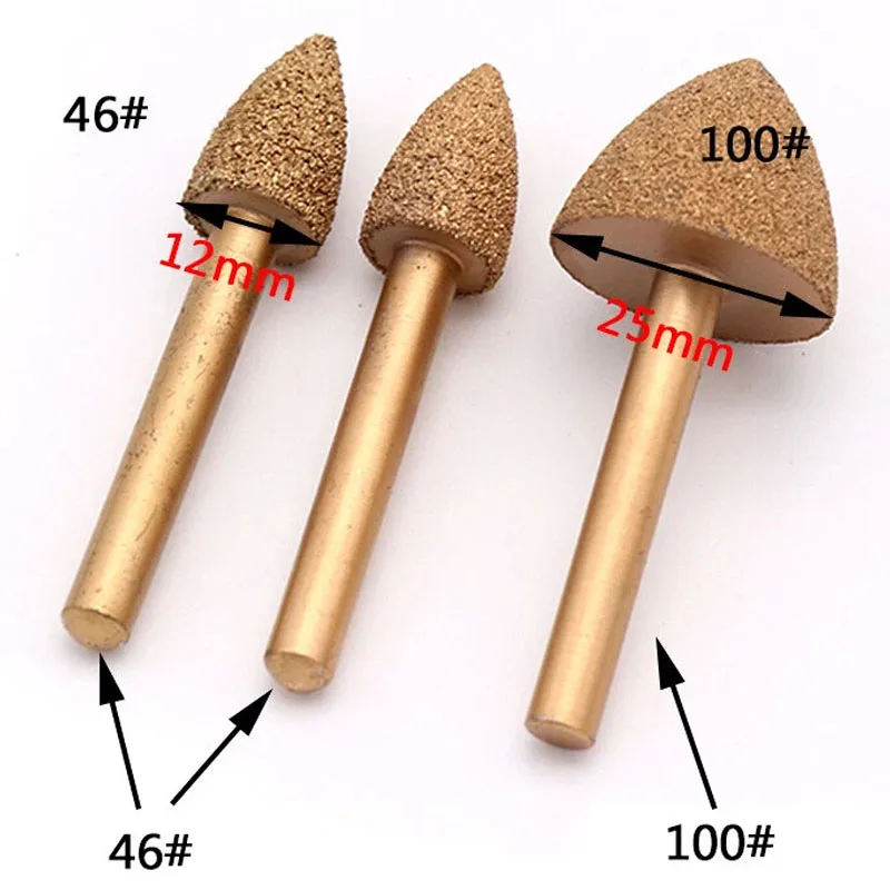 6mm Shank Diamond Grinding Head 12/14/16/18/20/25mm Brazed Burr Carving Grinding Bit for Stone Alloy Jade Peeling Carving Tools