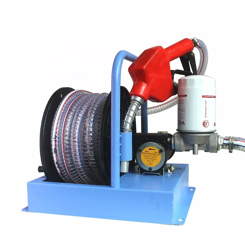 Electric Diesel Transfer Pump Set with Cast Iron Hose Reel, Manual Metering Fuel Nozzle, Multi Specifications forDieselRefueling