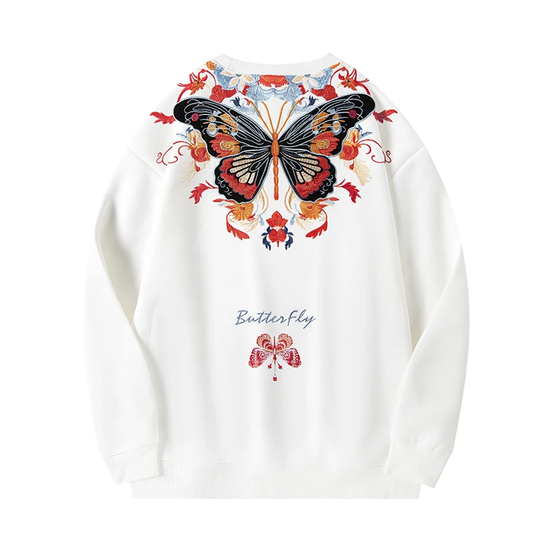 Butterfly Embroidery Hoodies Men Women Fashion Harajuku Sweatshirts Vintage Hip Hop Hoodies Streetwear Designer Couple Pullover