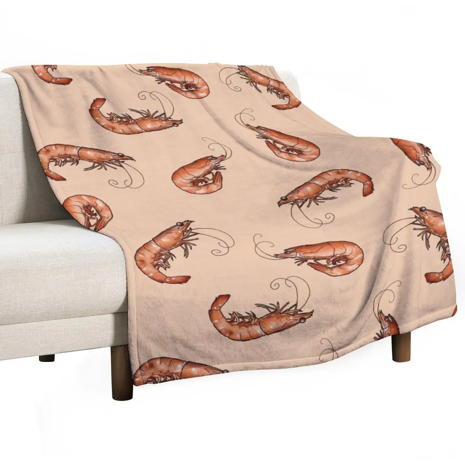 

All the Prawns and Shrimp Seafood Feast in Peach Throw Blanket Blankets Sofas Of Decoration Summer Flannels for sofa Blankets
