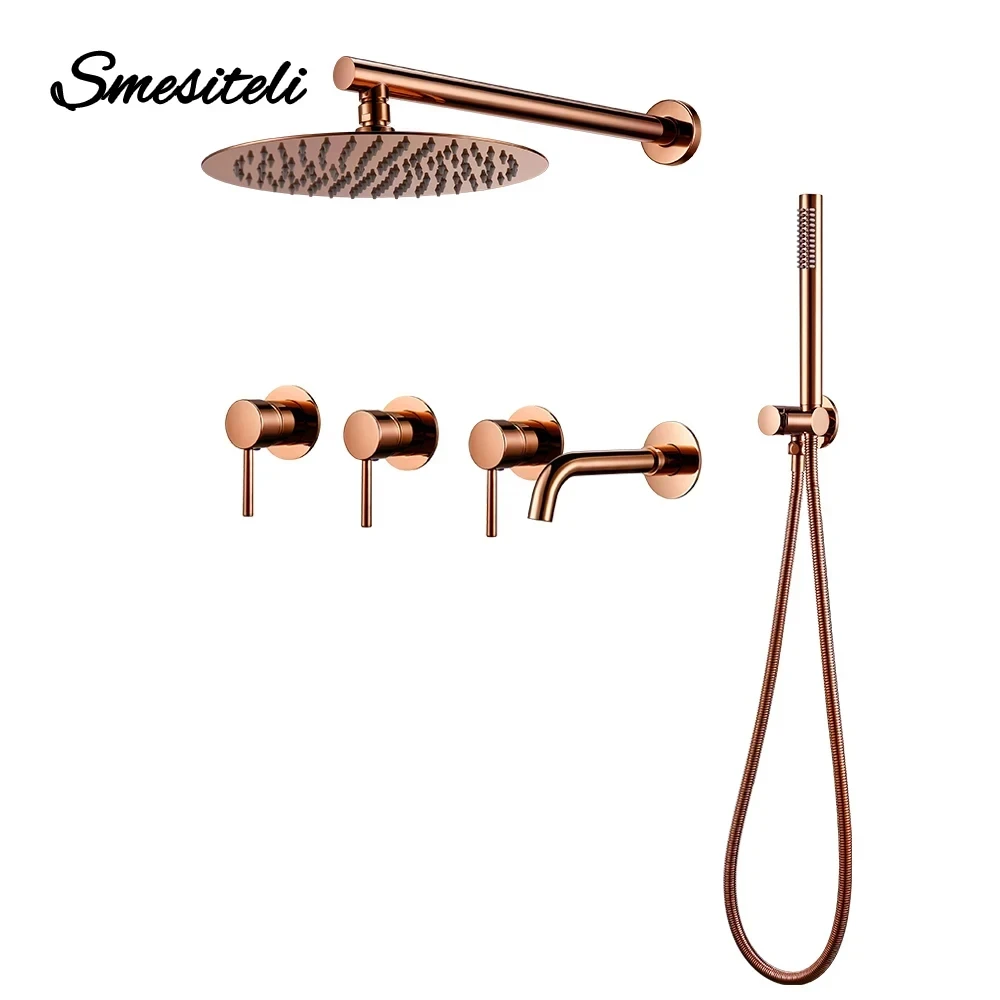 Shower System Bathtub Faucet Set Bath Mixer Tap Bathroom Rainfall Headshower Hot And Cold Kit With Brass Handshower Smesiteli