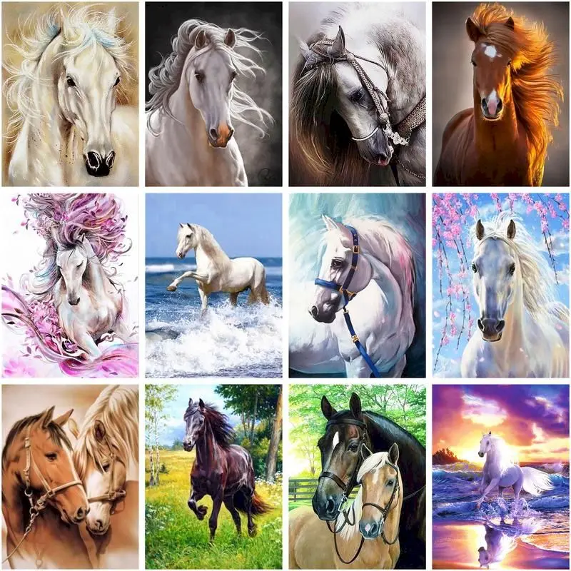 

GATYZTORY 5d Diamond Painting Horse Full Drill Square Cross Stitch Diamond Embroidery Animals Rhinestones Pictures Wall Decor