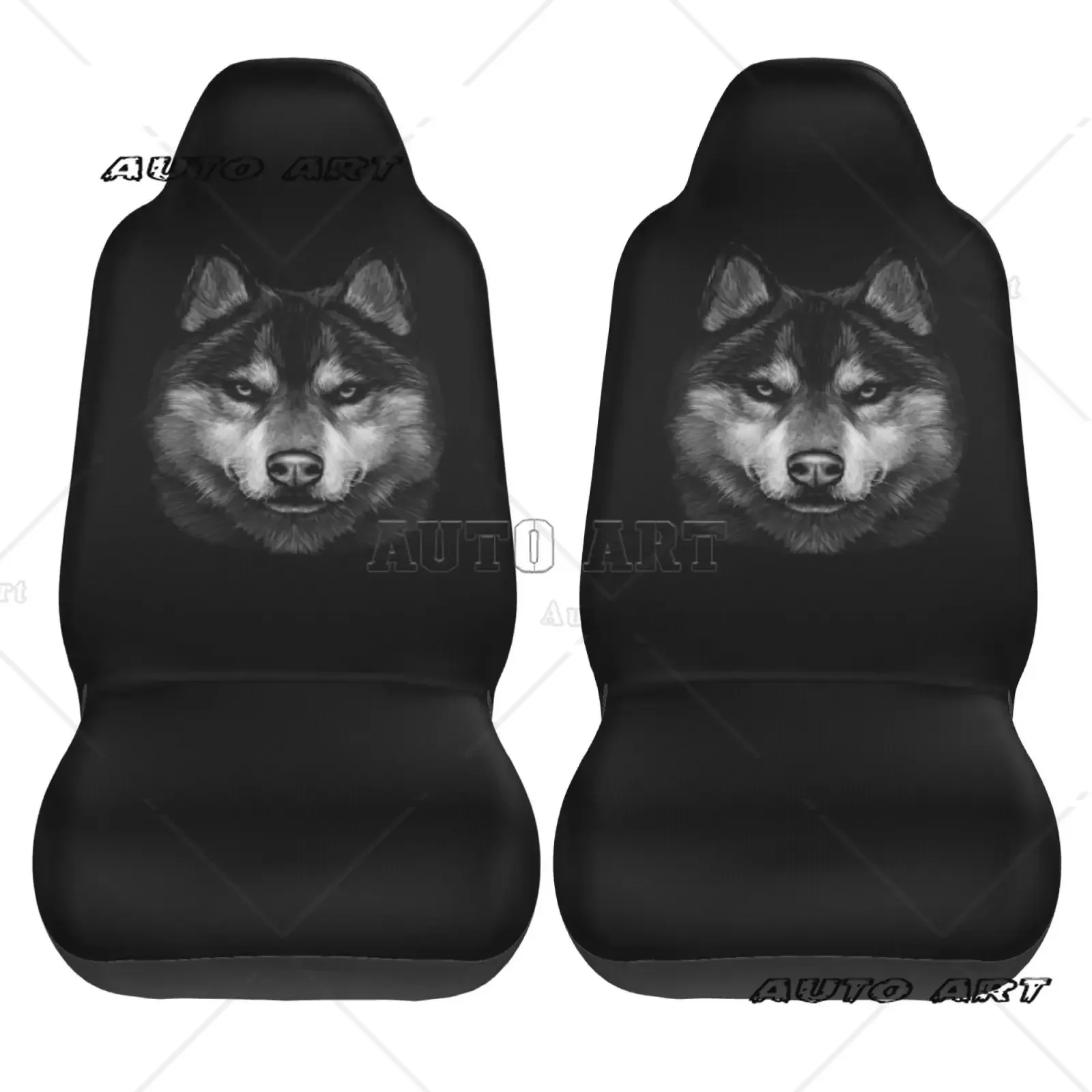 Siberian Husky Pattern Print Car Seat Covers Set of 2 Front Bucket Seat Protector Accessories Universal Fit Most Cars Trucks
