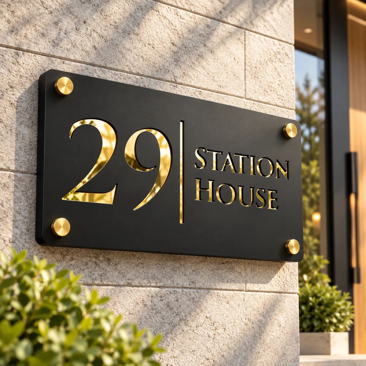 Personalised Laser Cut  Acrylic Modern 3D Floating House Number sign Outdoor Street Family Name Plaque Matte Black Grey
