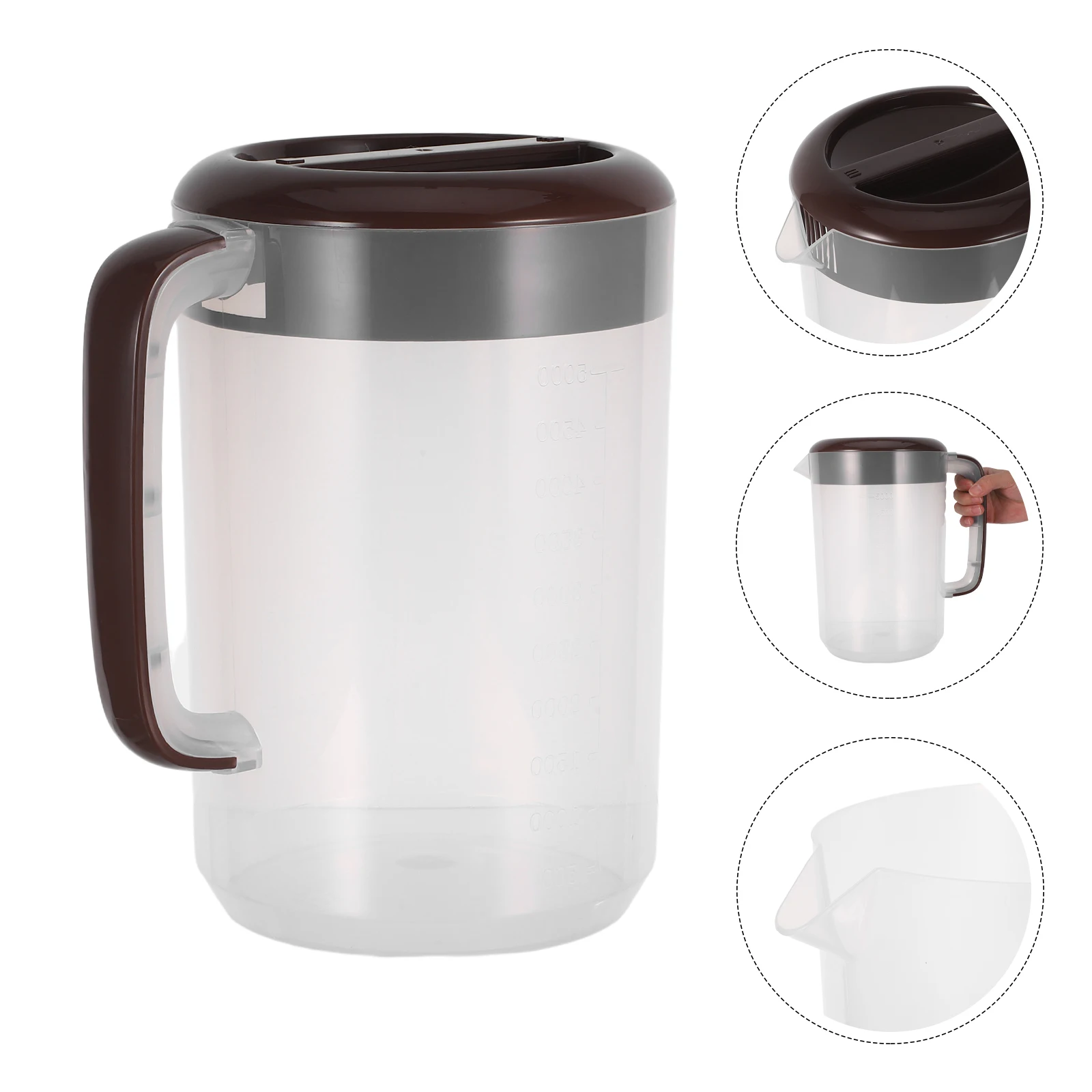 

5L Large Capacity Cold Beverage Jug Plastic Water Pitcher With Lid Handle Measurement Scale For Iced Tea Juice Milk Fridge