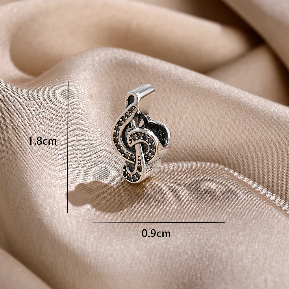 New 925 Sterling Silver Charms Music Notes Piano Headphone Pendant Beads Fit Bracelets Necklaces keychain DIY Jewelry For Women view 3