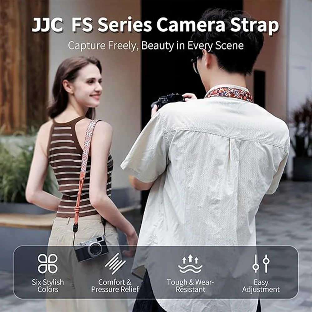 JJC Retro Artistic Camera Neck Strap Adjustable Shoulder Strap for Sony RX10V A7 V A7V A7M5 Fuji X-T30 III X-E5 X-T5 X-T4 X-T50