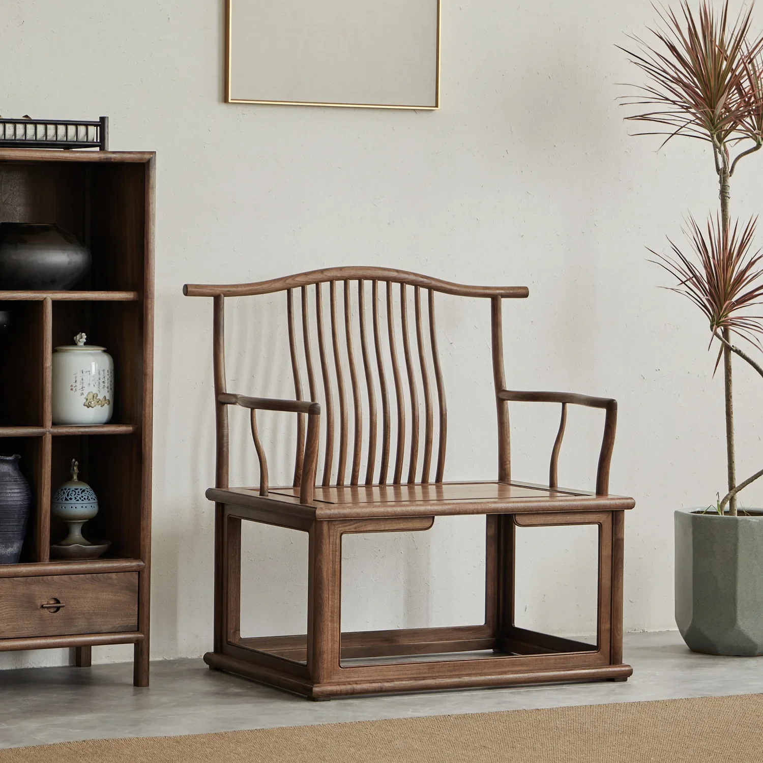 New Chinese solid wood official hat chair, Grand Master chair, circle chair, black walnut large wide