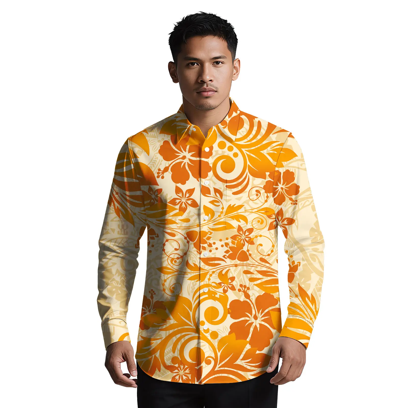 مخصص ساموا الرجال الملابس الزهور الطباعة أكثر من حجم القمصان جزيرة هاواي عارضة شاطئ ألوها قمصان البولينيزية الرجال أعلى #6