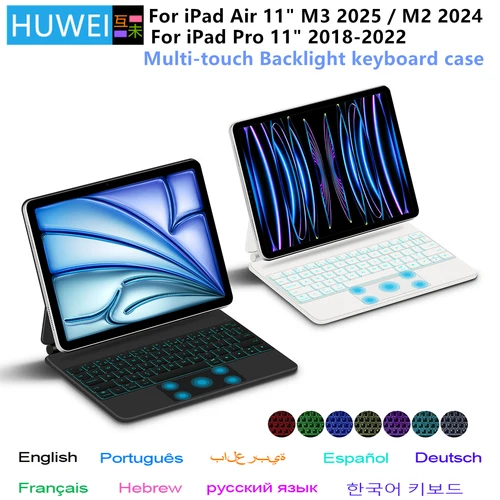 Funda con teclado mágico para iPad Air 11 pulgadas M3 2025 M2 Pro 11 funda inteligente Folio teclado inalámbrico con retroiluminación magnética multitáctil
