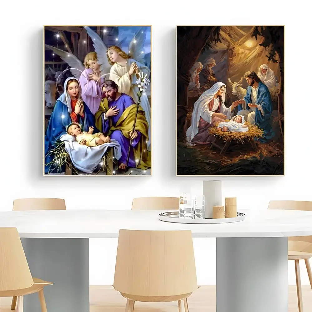 Casual Traditional Serene N-Nativity Scene Poster Wall Art Print Decorative Mural Home Decor Gift Unframed