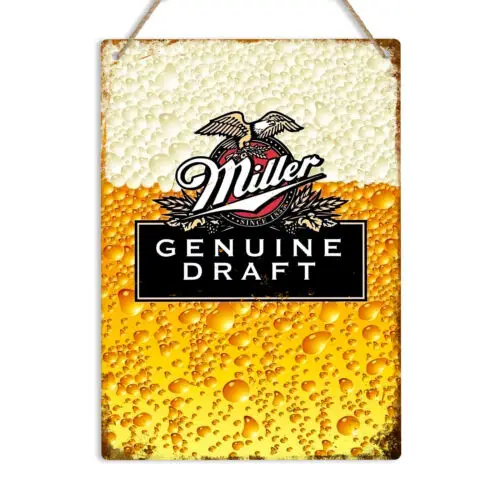 Miller Genuine Draft Retro Metal Sign Man Cave Garage Shed Pub Bar Beer Lager