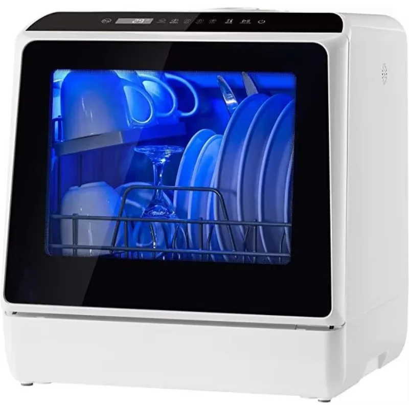 4 Sets Automatic Tabletop Dishwasher Household Countertop Dishwashers Mini Dishwasher for Kitchen Electric Carton Plastic White