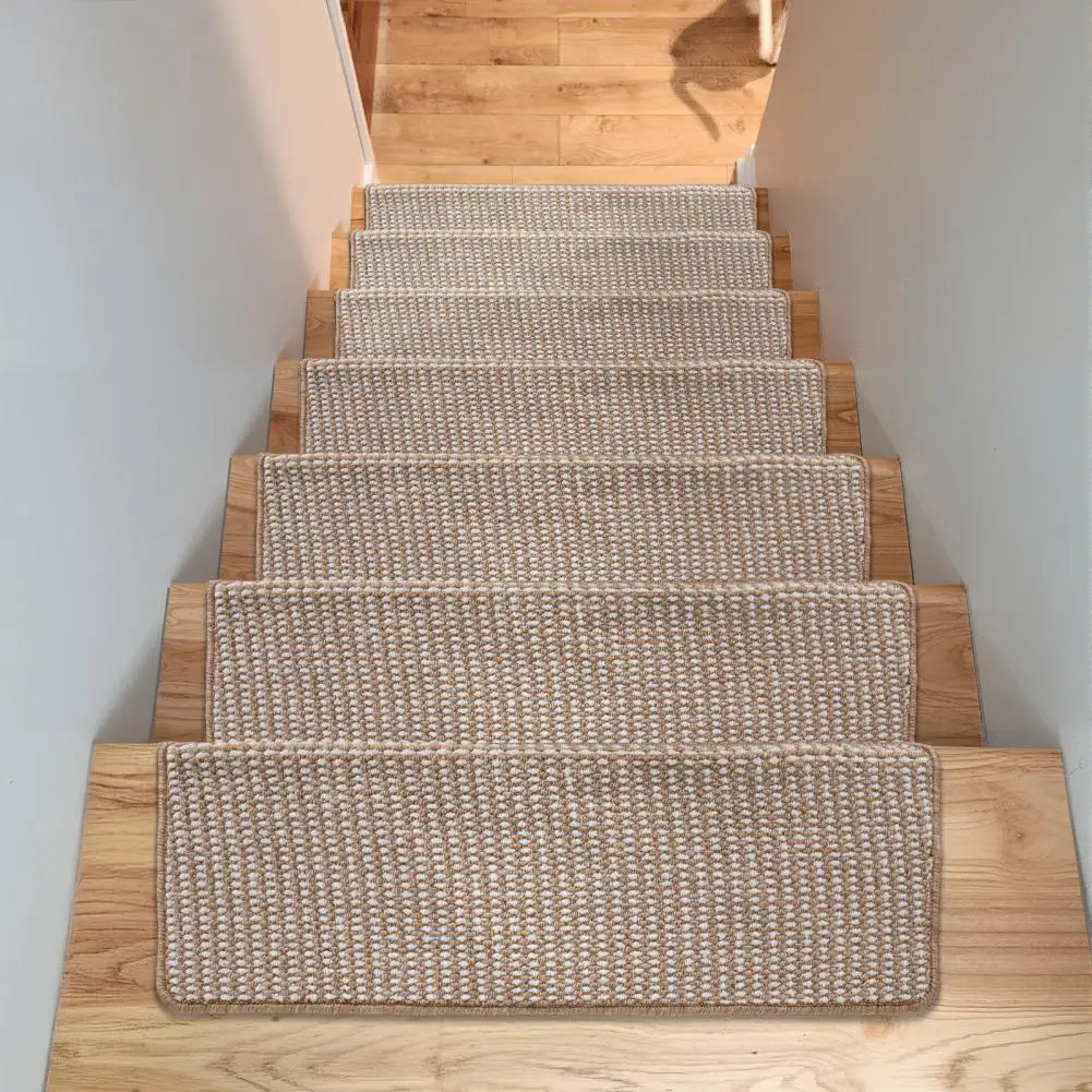 14Pcs/Set Bullnose Carpet Stair Treads, Non-Slip Indoor Stair Protectors, Skid Resistant Peel and Stick Adhesive Step Covers for