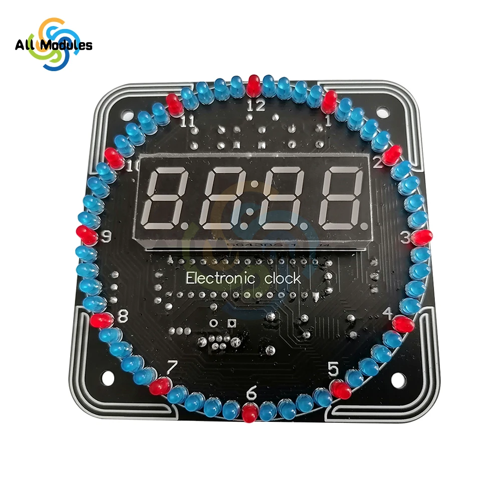 Digital DIY Electronic Clock Kit Light Control Rotation Digital LED Temperature & Time Display Tool Set for Soldering Practice