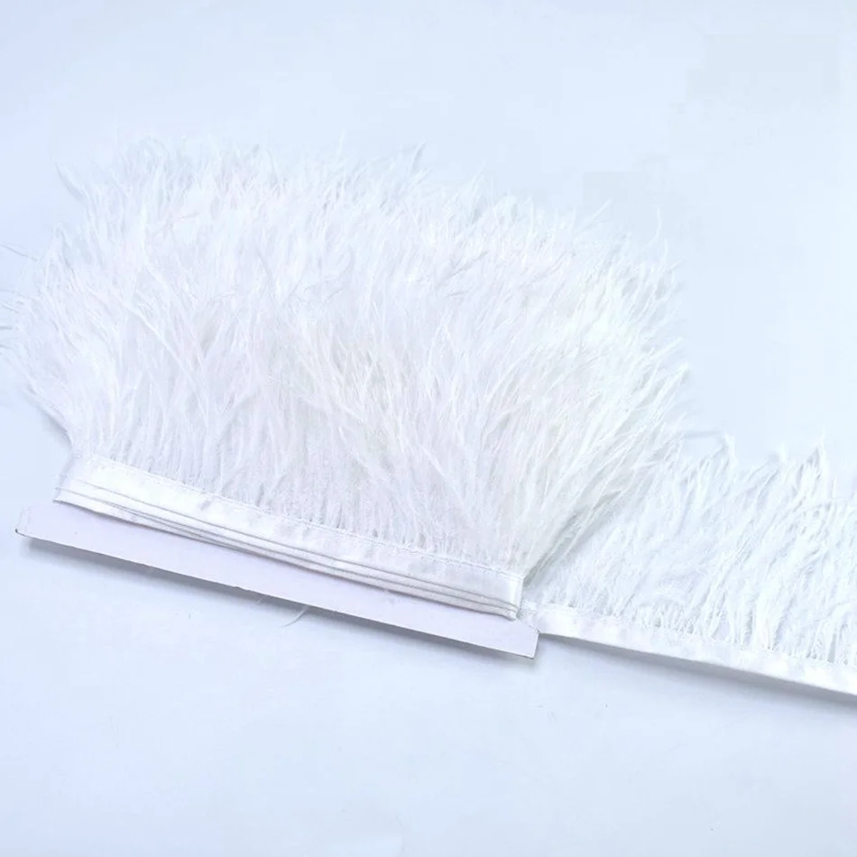 1M 8-10cm white feathers ostrich plume trim wedding crafts DIY natural feather ribbon sewing party handmade headdress carnival