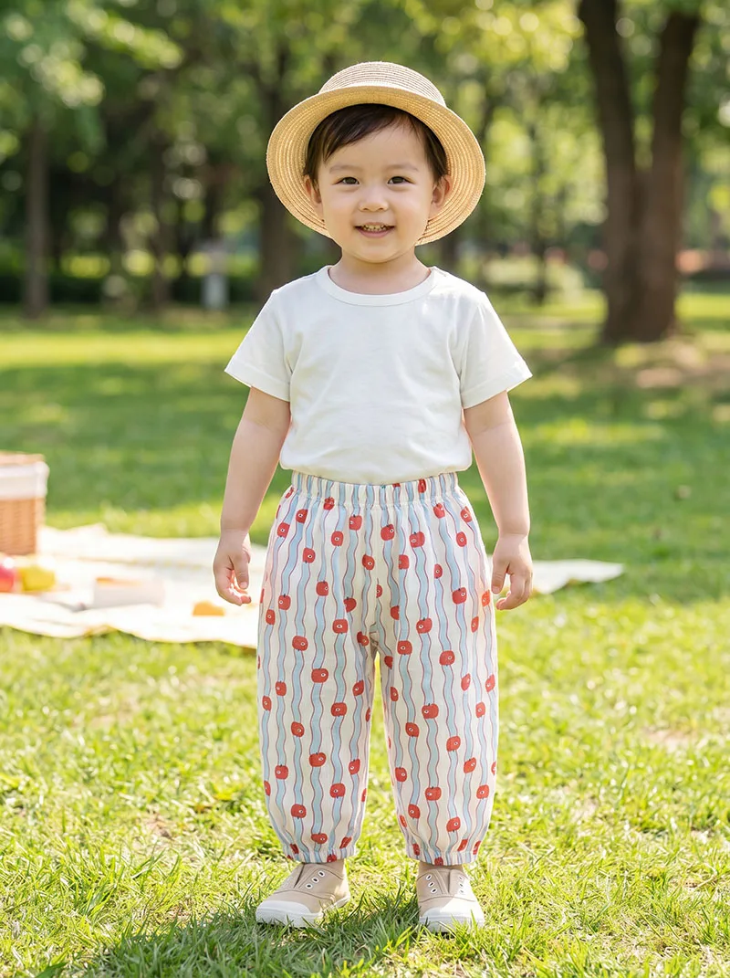 MILANCEL New Summer Kids Casual Pants 1-5T Cartoon Cat Dog Girls Tapered Pants Ventilate Comfortable Children Trousers