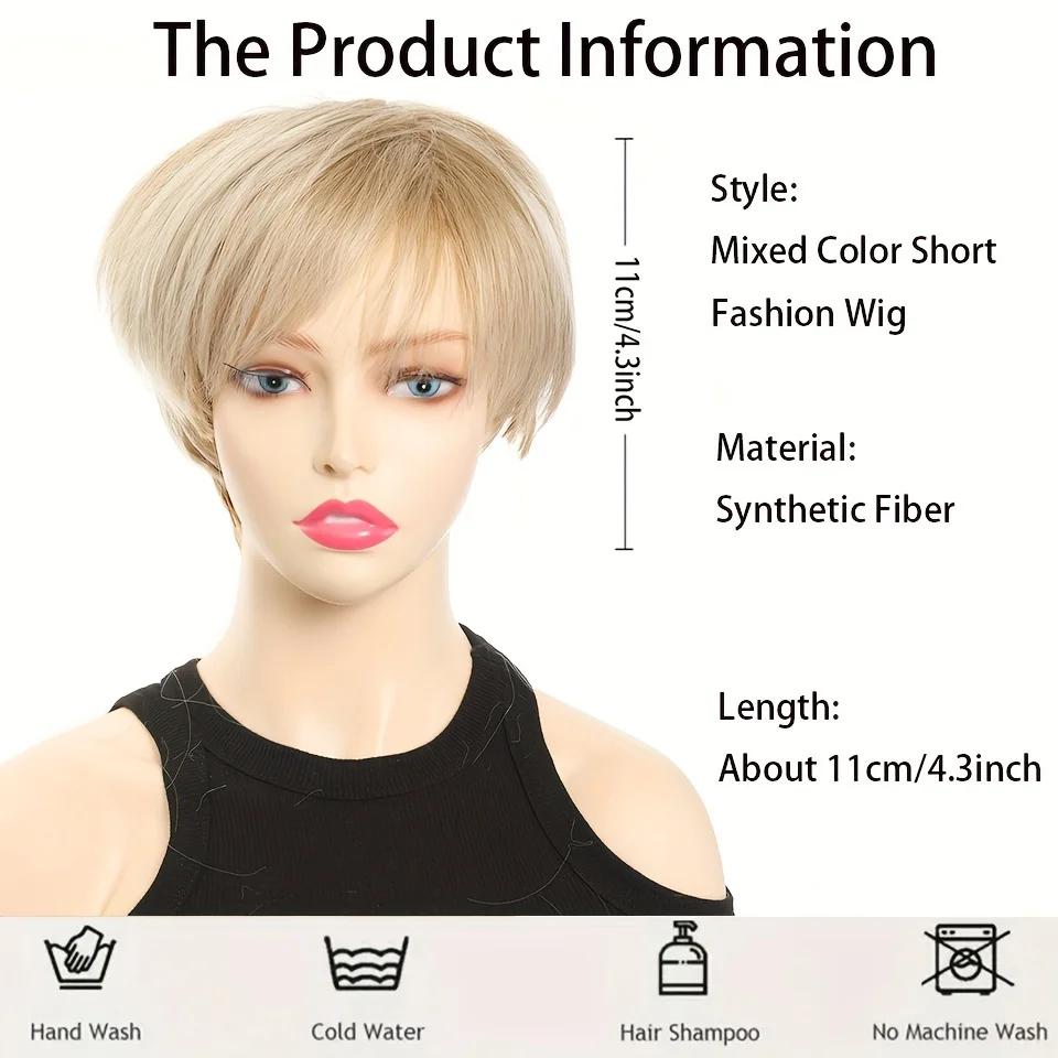 Short Pixie Cut Hair Wig light golden beige mixed Short Hairstyles Synthetic Wigs For Women Wigs Heat Resistant Women's Wig