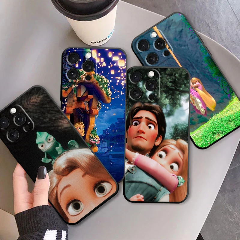 Rapunzel Tangled Disney For iPhone 15 14 13 12 11 XS XR X 8 7 SE Pro Max Plus Mini Black Soft Phone Case