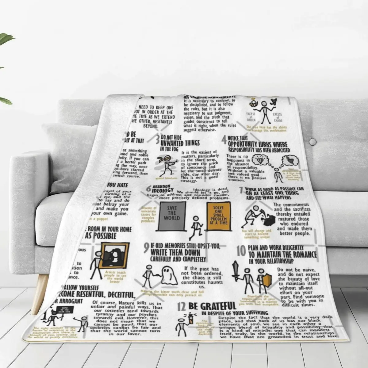 Visual Summary Beyond Order (Jordan B Peterson) Blanket Bedspread On The Bed Quilt Anime Blanket Ins Wind